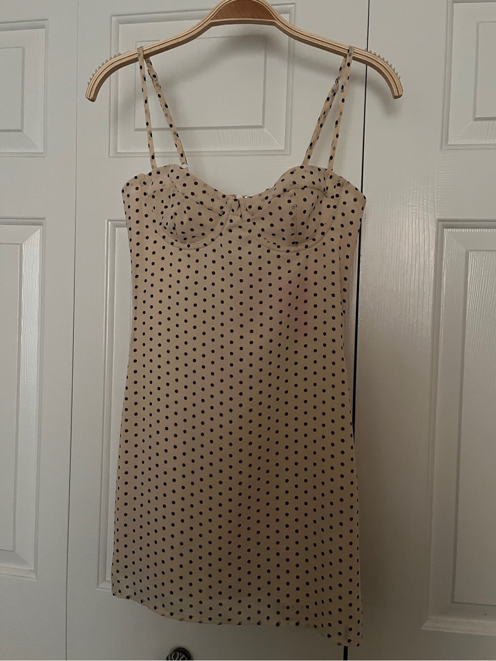 Edikted Beige Polka Dot Slip Dress